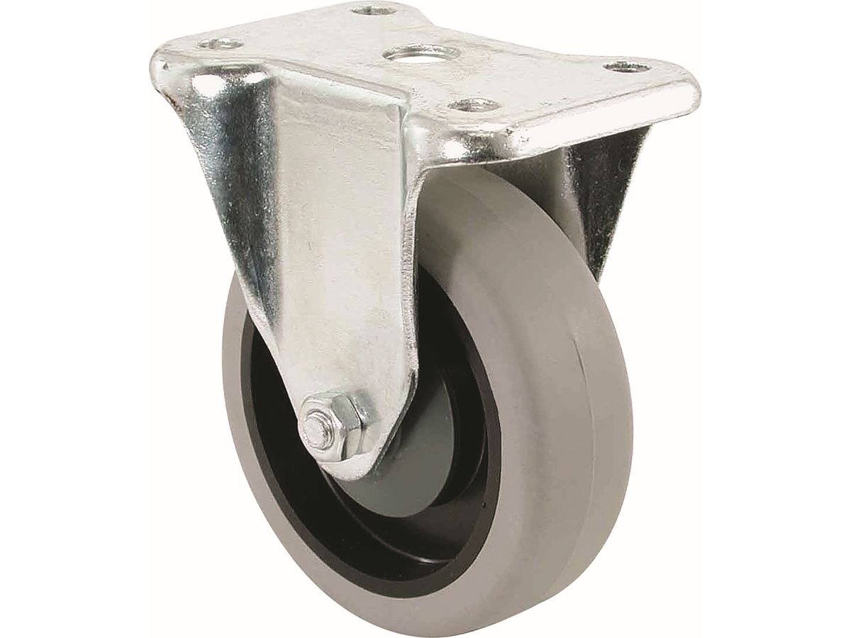 400 Series 4-Inch Rigid Plate Caster, Rubber Wheel, 250-lb Load Capacity