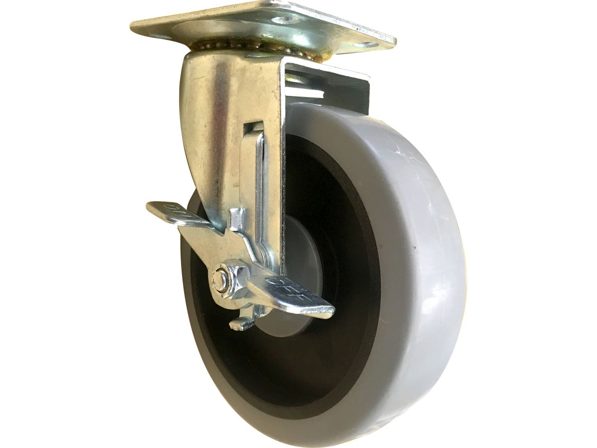5-Inch Thermoplastic Swivel Caster with Brake, 350-lb Load Capacity
