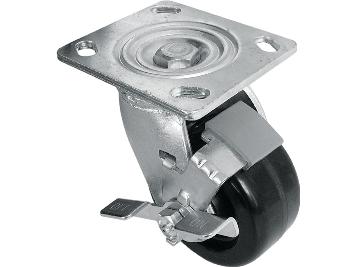 1400-Series 4-Inch Phenolic Swivel w/Brake Plate Caster, 500-lb Load Capacity