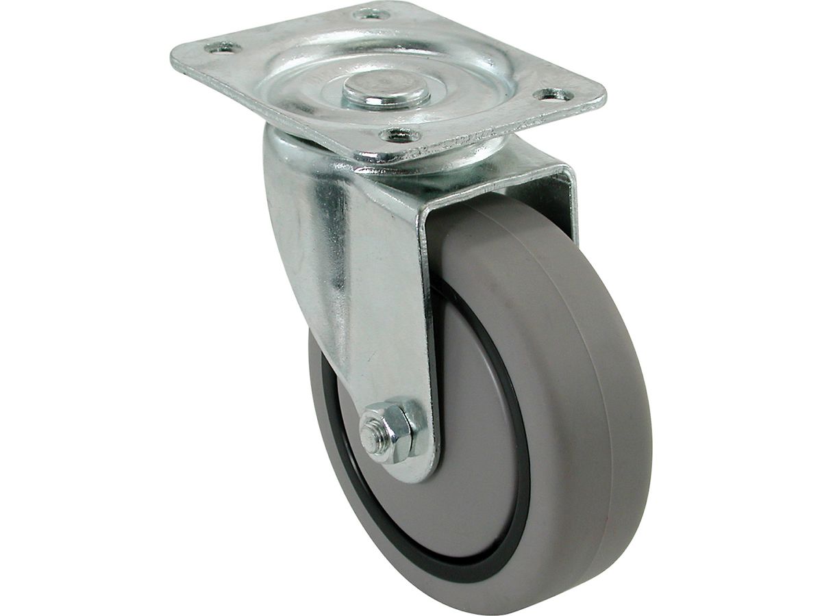 5-Inch Swivel Plate TPR Caster, 300-lb Load Capacity