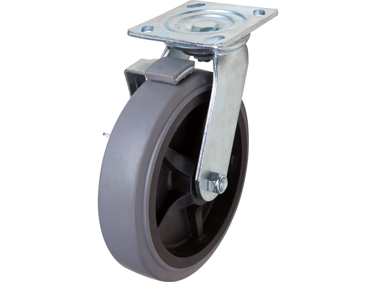 8-Inch Swivel Plate TPR Caster, 300-lb Load Capacity