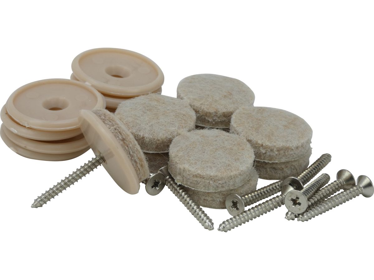 Screw On Felt Pads with Nylon Inserts, 8-pcs. per pack