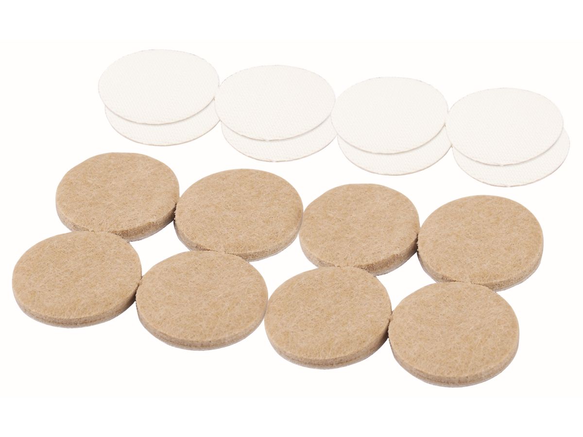 Felt Gard Pad Super Stick w/Hook & Loop, 1" round, 16-pcs.-pack