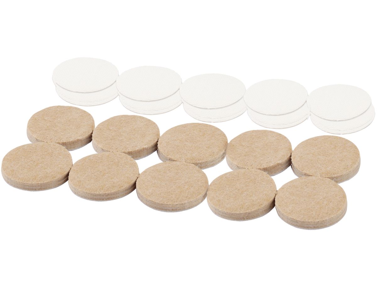 Felt Gard Pad Super Stick w/Hook & Loop, 3/4" round, 20-pcs.-pack