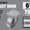 6 Inch Cast Iron Rigid Caster, 900-lb Load Capacity