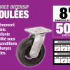 1400-Series 8-Inch Mold-On Rubber Swivel Plate Caster, 500-lb Capacity Load