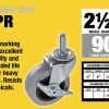 2-1/2-inch Threaded Stem TPR Caster avec frein, capacité de charge de 90 lb