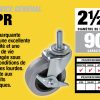 2-1/2-inch Threaded Stem TPR Caster avec frein, capacité de charge de 90 lb