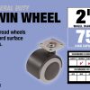 2-Inch Swivel Soft Tread Furniture Caster Plate Mount