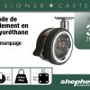 3 pouces Hub-Free Designer Casters, Twin Wheel Vacant w / Frein
