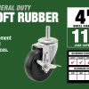 4 pouces Swivel w/Brake Threaded Stem Soft Rubber Caster, 115 lb Capacité de charge