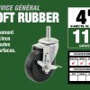 4 pouces Swivel w/Brake Threaded Stem Soft Rubber Caster, 115 lb Capacité de charge