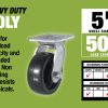 5 pouces Polypropylène Roue Swivel Plaque Caster, capacité de charge de 500 lb
