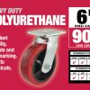 6-Inch Polyurethane Swivel Caster, 900-lb Load Capacity