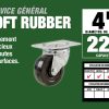 4 pouces Swivel Plaque Soft Rubber Caster, 225-lb Capacité de charge