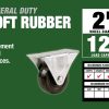 2-Inch Rubber Rigid Plate Caster, 90-lb Load Capacity