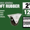 2-Inch Rubber Rigid Plate Caster, 90-lb Load Capacity