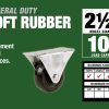 2-1/2-inch Rubber Rigid Plate Caster, 100-lb Capacité de charge