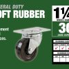 1-1/4-Inch Rubber Swivel Plate Caster, 30-lb Load Capacity