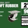2-Inch Soft Rubber Swivel Plate Caster with Side Brake, 90-lb Load Capacity