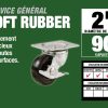 2-Inch Soft Rubber Swivel Plate Caster with Side Brake, 90-lb Load Capacity