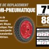 7-Inch Semi-Pneumatic Rubber Tire, Steel Hub with Ball Bearings, Diamond Tread, 1/2-Inch Bore Centered Axle