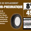 Pneu de remplacement en caoutchouc semi-pneumatique de 8 pouces, roue en plastique, bande de roulement en diamant de 1-3/4-inch, essieu de compensation de bore de 1/2-pouce