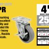 400 Series 4-Inch Swivel Plate TPR Caster with Brake, 250-lb Load Capacity