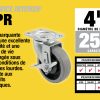 400 Series 4-Inch Swivel Plate TPR Caster with Brake, 250-lb Load Capacity