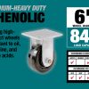 1400-Series 6-Inch Phenolic Rigid Plate Caster, 840-lb Load Capacity