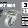 3 pouces Swivel Plaque Cast Iron Caster, 250-lb Capacité de charge