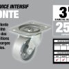 3 pouces Swivel Plaque Cast Iron Caster, 250-lb Capacité de charge