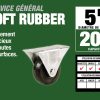 5-Inch Rubber Rigid Plate Caster, 200-lb Load Capacity
