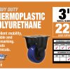 Caster rigide TPU noir et bleu de 3 pouces