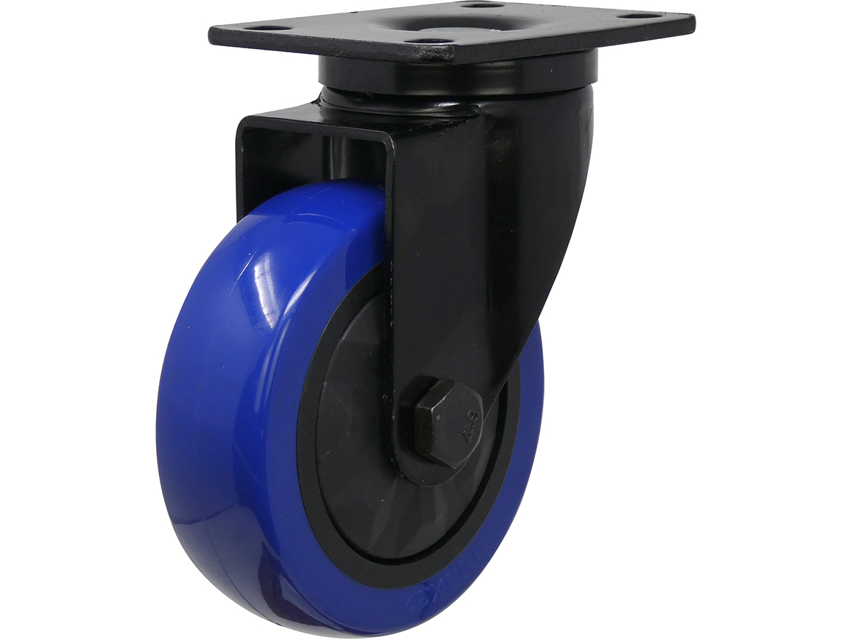 4-inch Black & Blue TPU Swivel Caster