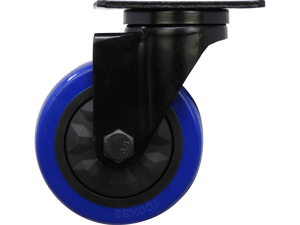 4-inch Black & Blue TPU Swivel Caster