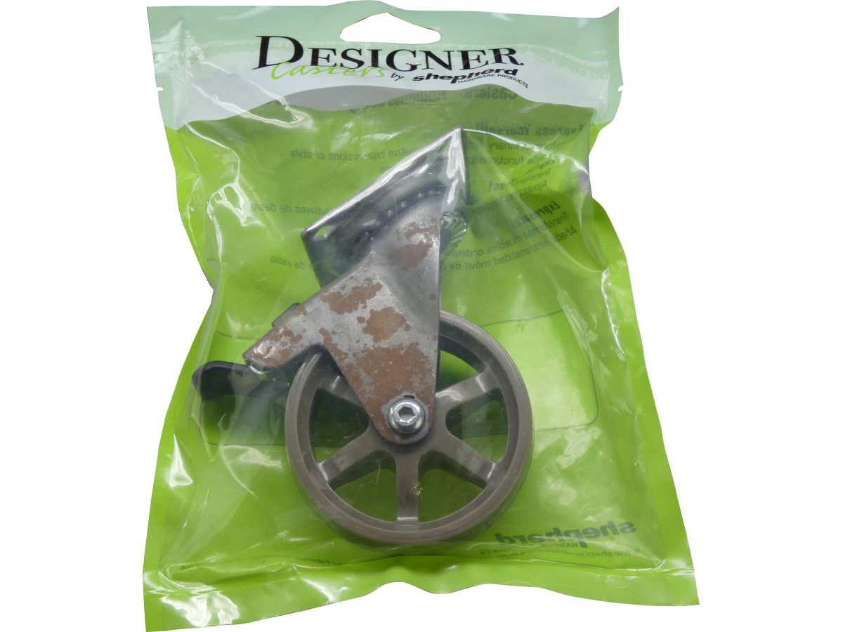 3 Inch Mag Designer Casters, Raw Bling w/Brake